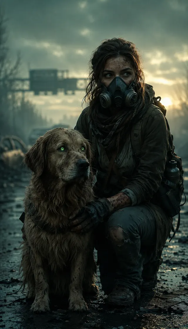Zombie pet version, four shots: the owner lowers the gun and opens their arms, the zombified dog sprints and leaps, and the hard cut lands them both in a golden wheat field with the dog healthy again